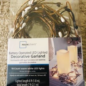 4 Packs- Decorative Garland, Battery LED Lighted. (18 white led lights Per pack